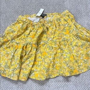 J. Crew Yellow & Green Floral Tiered Skater Skirt